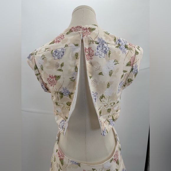 Sofía The Label Floral Cut-Out Maxi Cream Pastel Print Deep V Boho Summer Dress - Picture 5 of 16